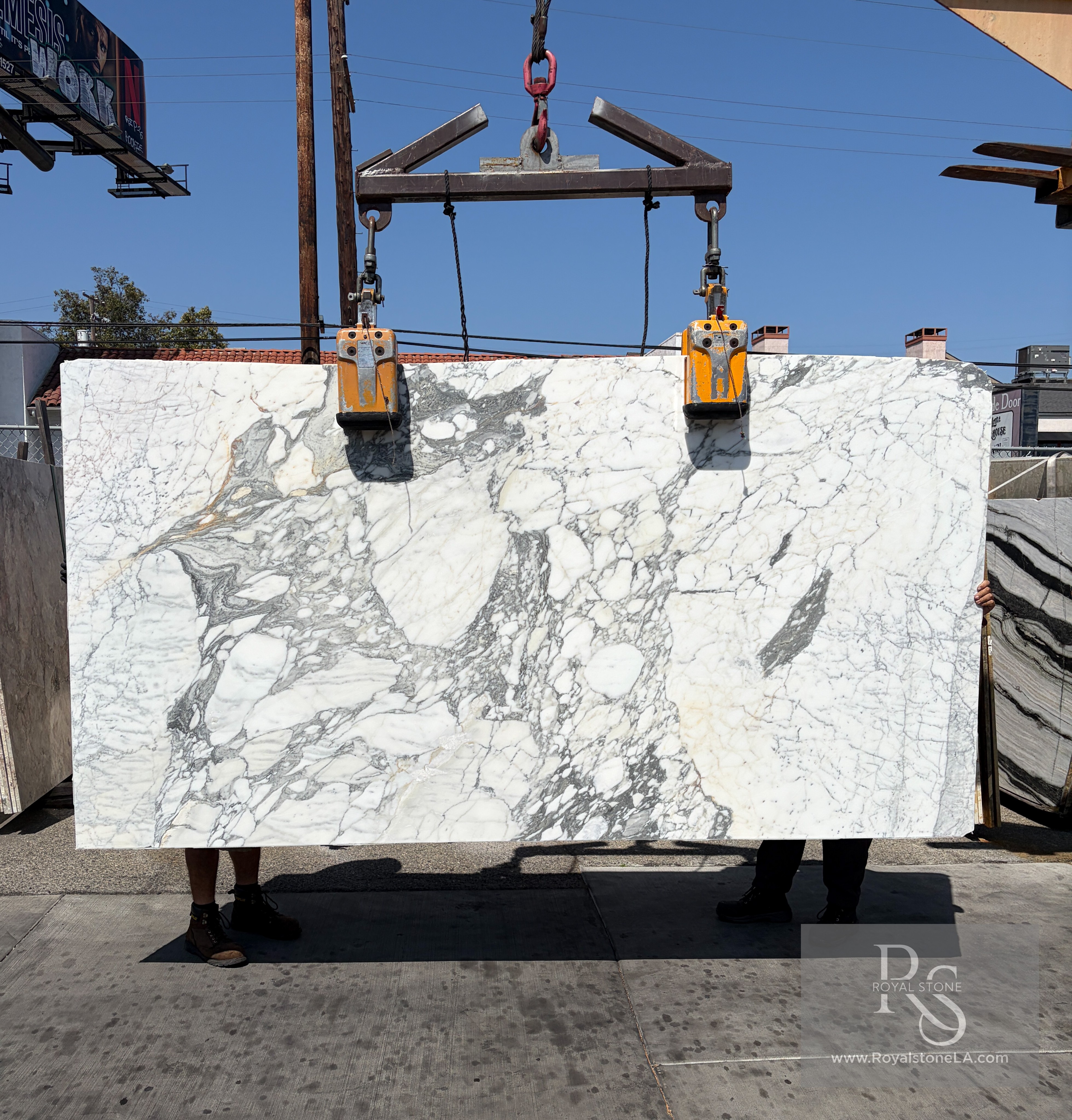 Arabescato Corchia marble slab at Royal Stone Los Angeles