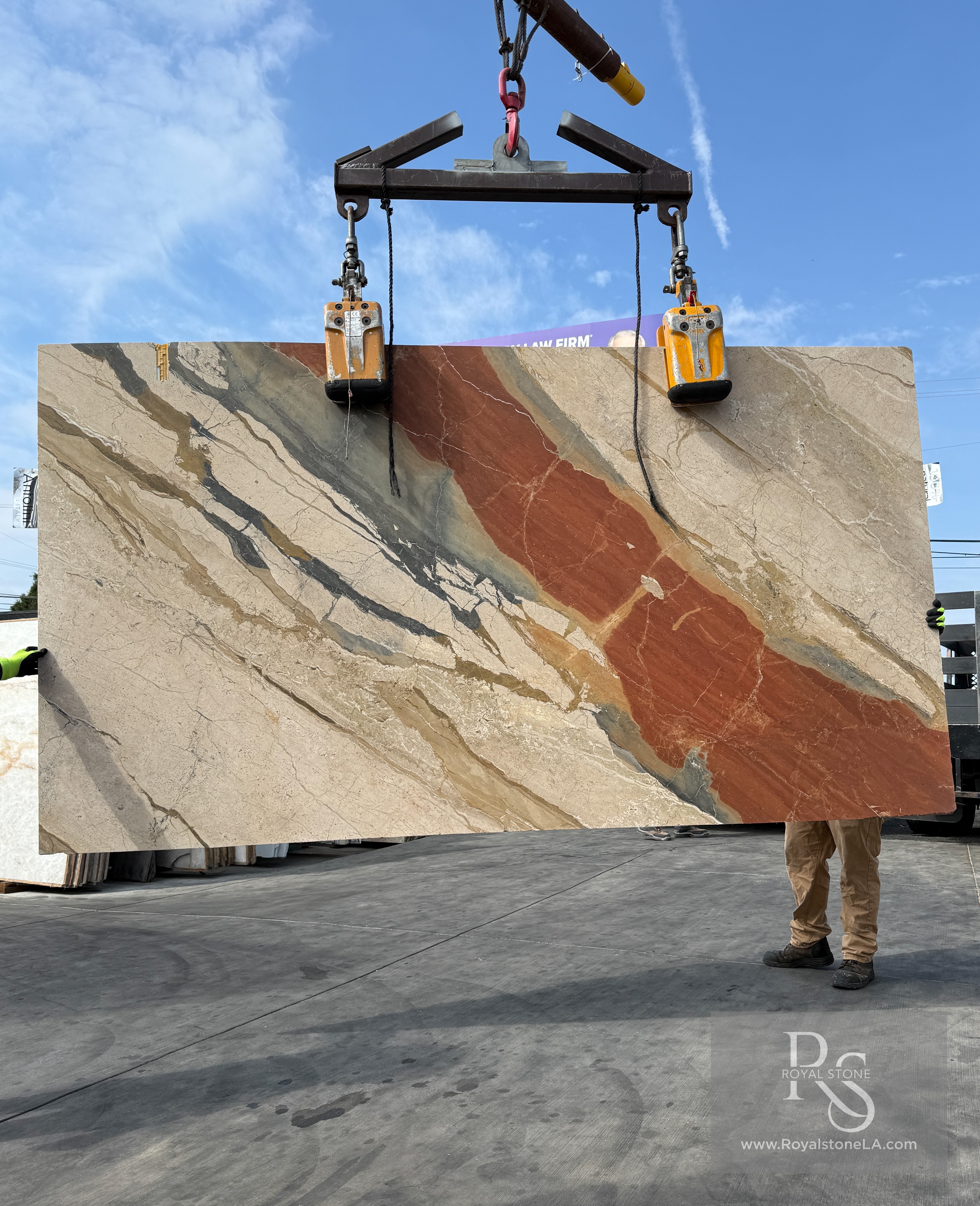 Antolini Cristallo Brut Champagne polished quartzite slab at Royal Stone, ivory-champagne base with honey and caramel veining