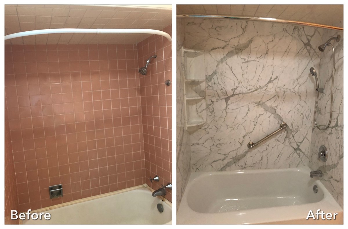 Before and after: Pink to Marble Transformation in Syosset, Nassau County