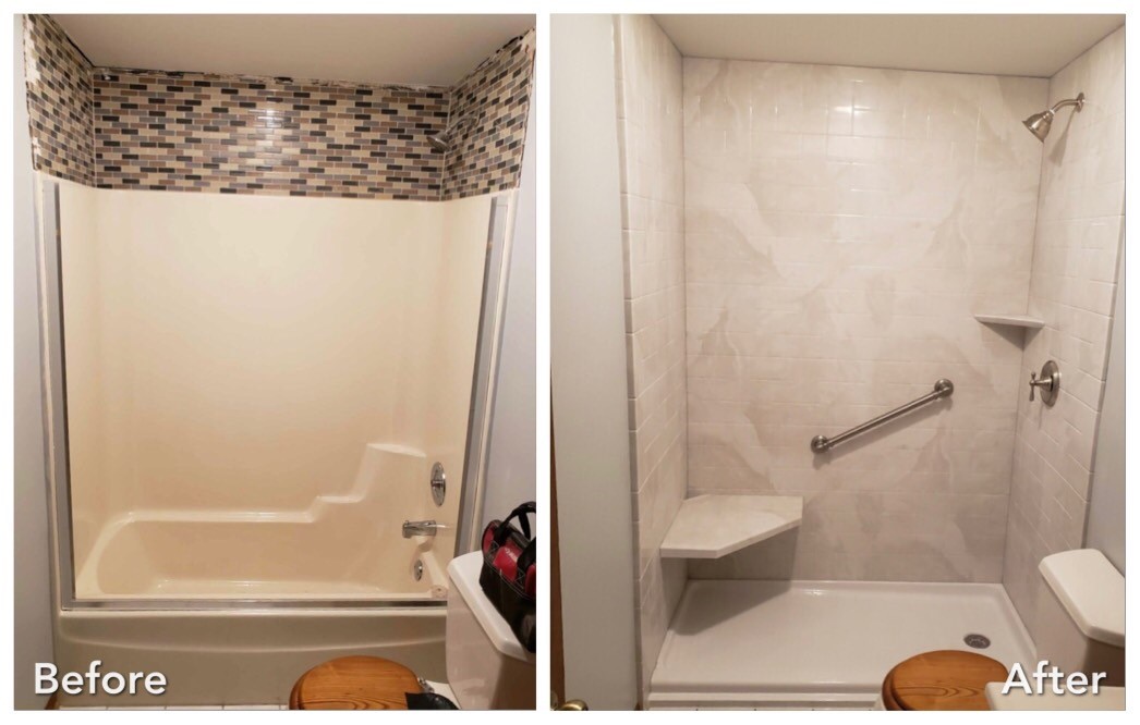 Before and after: Tub-to-Shower Conversion in Ronkonkoma, Suffolk County