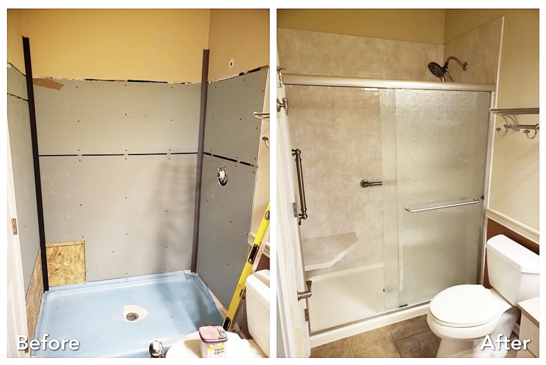 Before and after: Tub-to-Shower with Glass Doors in Long Beach, Nassau County