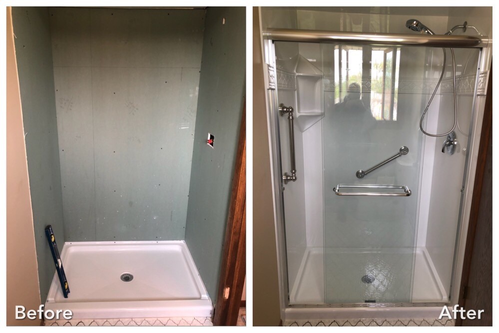 Before and after: Shower Upgrade in Glen Cove, Nassau County