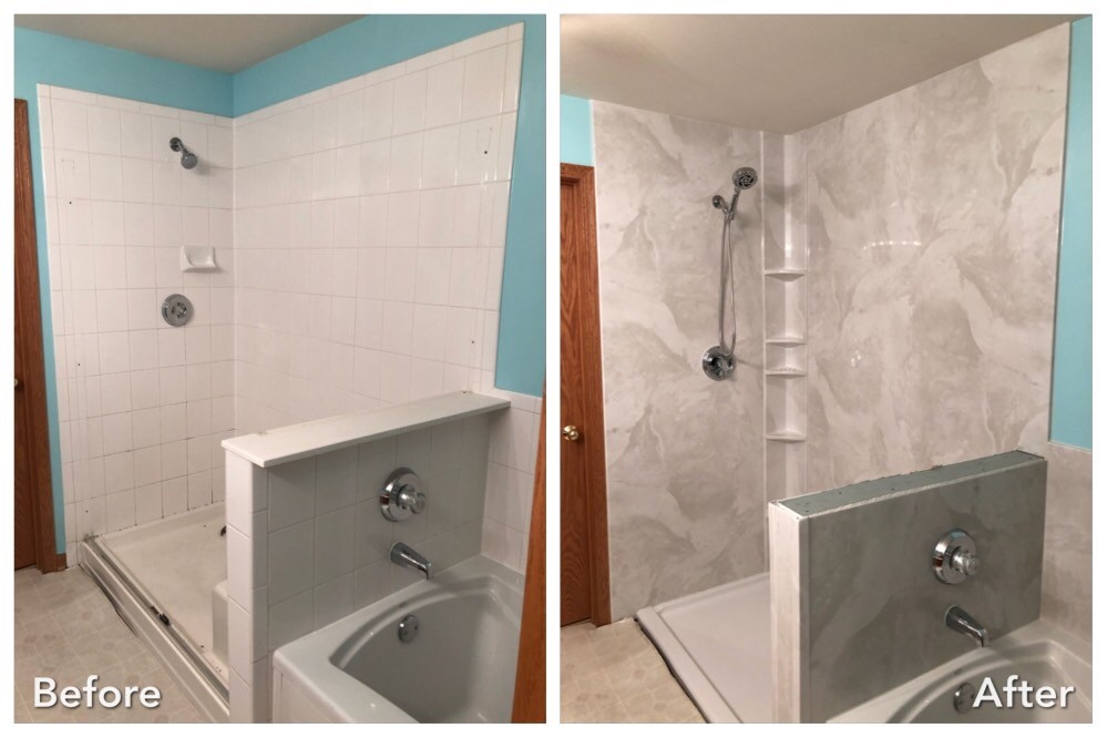 Before and after: Tub Wall Update in Babylon, Suffolk County