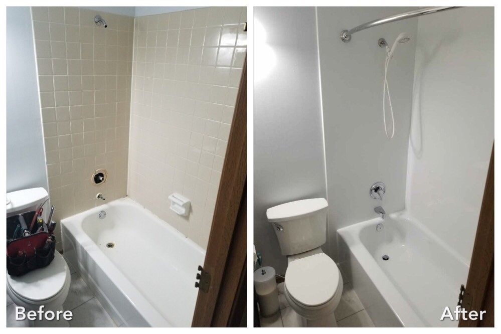 Before and after: Bathtub Refresh in Valley Stream, Nassau County