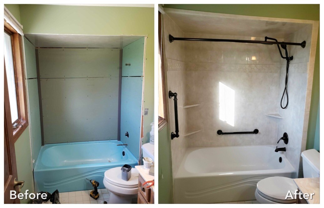 Before and after: Blue Tub to Modern in Floral Park, Nassau County