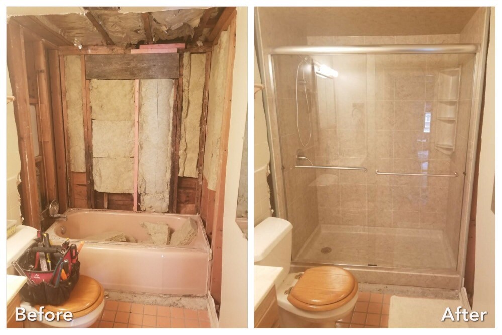 Before and after: Complete Bathroom Overhaul in Mineola, Nassau County